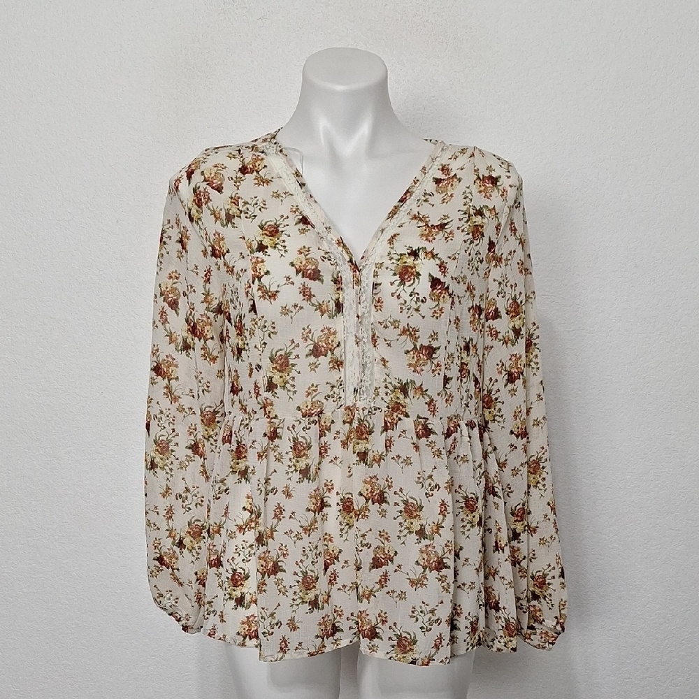 Kontrol NEW Cottagecore Floral Coquette Retro Bohemian Boho Babydoll Top Size L